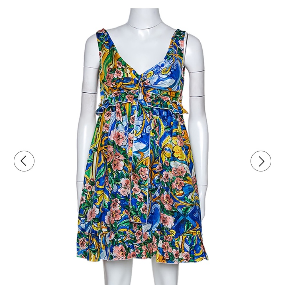 Dolce and Gabanna vibrant ruffle bow mini dress